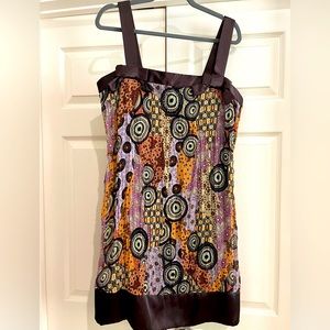 NWOT Fun Colorful Date Night or Girls Night Out Dress.  Brown, Orange & Purple